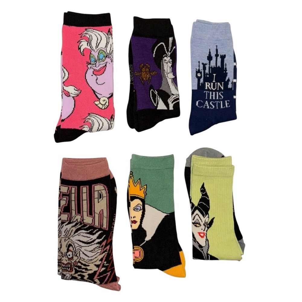 NEW Disney Villains 6 Pair Sock Gift Set